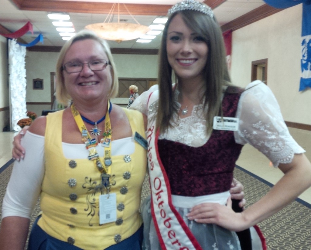 K-W Oktoberfest volunteer Christine Watkins with Miss Oktoberfest Holly Pearson. (Oct. 8, 2015)