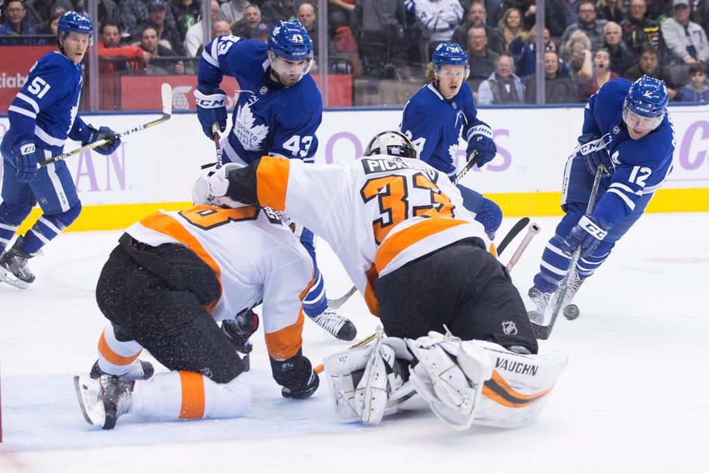 hat trick leads Maple Leafs over Flyers